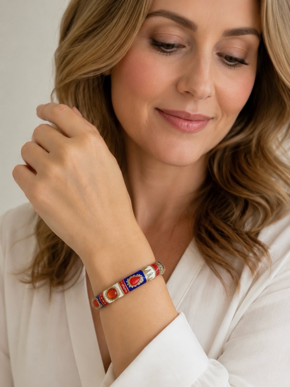 Vintage Enamel Cuff Bracelet